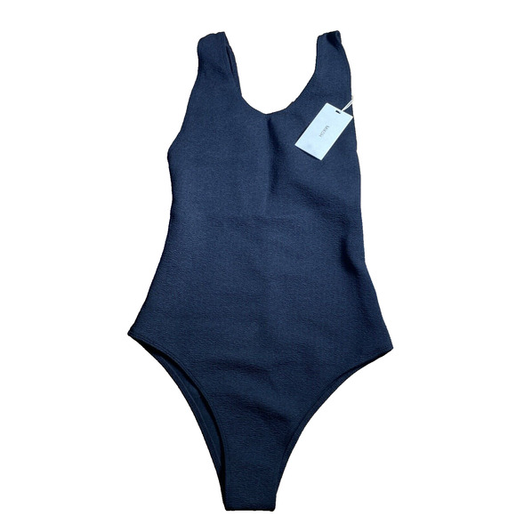 Mikoh Women Napuka Scoop Back One Piece Texture Ribbed Swimsuit Black Small $234 - Picture 2 of 7